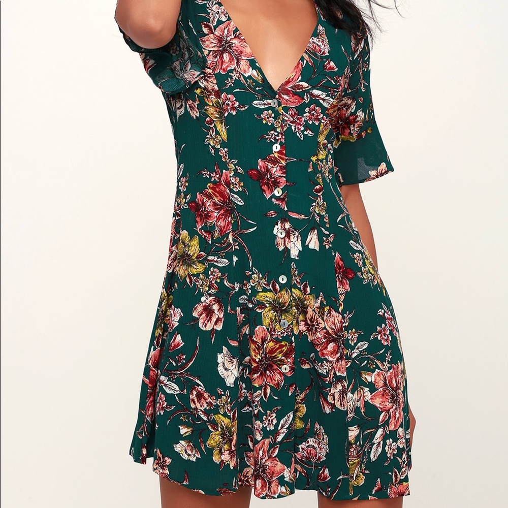 Lulu’s Garden of Delight Forest Green Dress